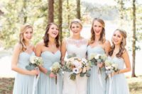 03 pale blue sweetheart neckline strapless dresses with flowy skirts