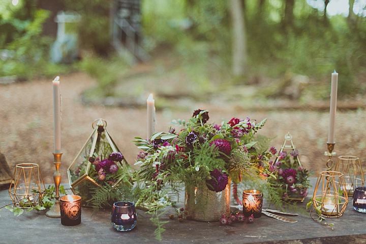 Lots of ferns and candles made the tablescape natural though very chic