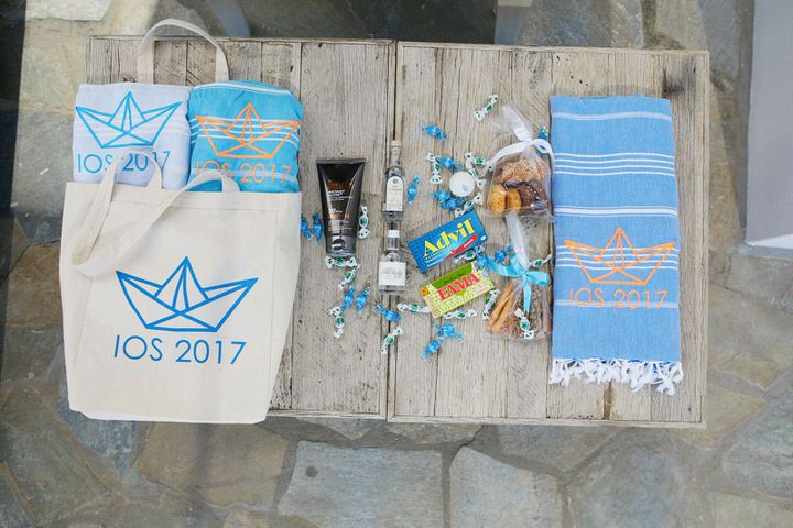 The guests received welcome bags, which included towels, snacks, Advil and some sun screen