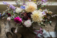 04 The wedding shoes were of black suede and silk, anf the bridal bouquet was done of various garden and wild blooms