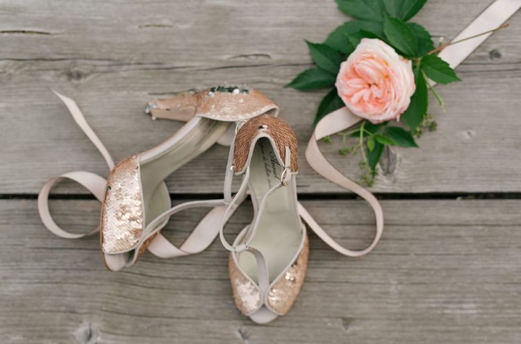 These are gorgeous rose gold sequin bridal shoes