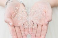 04 chic sheer acryl wedidng invite with rhinestones, beads and a large snowflake