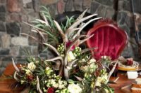 woodland centerpiece for a winter wedding table