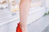 08 fiery red suede wedding shoes with bows on the backs look very chic and timeless