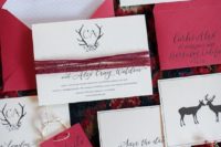 10 a fuchsia wedding invitation suite with deer mixing traditional prints and bold colors