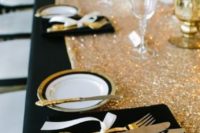 11 a sparkling silver sequin table runner for a New Year’s Eve or a glam wedding