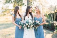 11 slate blue strap and strapless maxi dresses