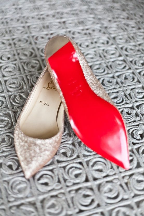 sparkly bridal flats with a red bottom by Christian Louboutin