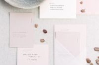 14 blush and white geometrical wedding stationery for a pastel modern wedding