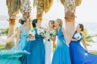 14 different shades of blue for each girl but the same design to unite them all