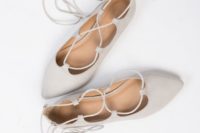 15 neutral lace up flats are comfortable and look chic, this is great for a summer wedding