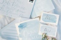 16 watercolor serenity blue wedding invites for a spring garden wedding