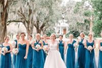 17 beautiful bold blue transformable bridesmaids’ dresses for each girl to choose her design