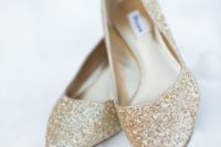 20 gold glitter flats provide comfort and sparkle like the snow around