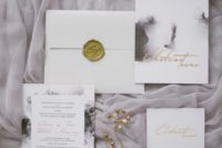 20 lilac marble watercolor wedding invitation suite with gold letters and seals for a romantic wedding