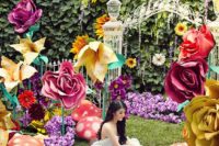 21 create a whole wonderland of paper flowers for the wedding photo shoot
