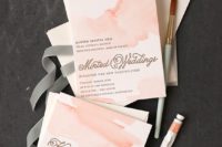 24 soft blush watercolor wedding invites with sheer envelopes for a tender spring wedding