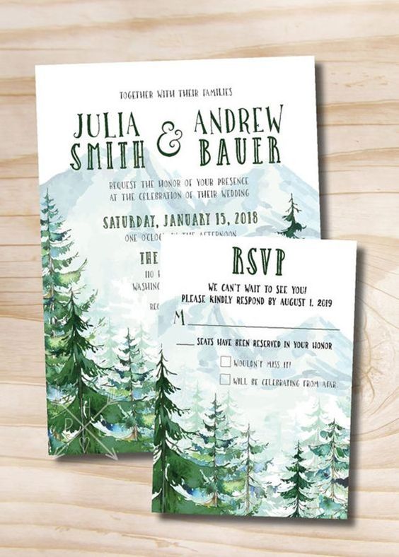 everygreen winter wedding invitations will remind all your guests that Christmas is coming