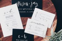 27 black and white wedidng invitations with modern letters for minimalist weddings