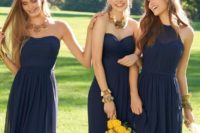 27 mismatched midnight blue bridesmaids’ dresses look very chic