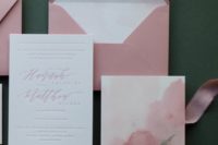28 dusty rose watercolor wedding invites with letterpressing for a girlish and glam wedding