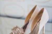 29 ivory peep toe wedding shoes with heavy embellisments look glam and inspiring