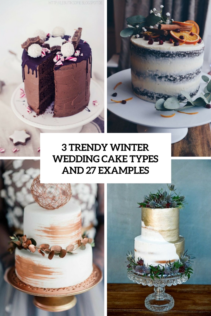 3 trendy winter wedding cake types and 27 examples cover