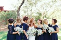 31 different midnight blue bridesmaids’ gowns