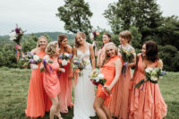 02 The bridesmaids were wearing mismatched coral dresses, each chose her own one to show off her style