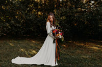 trendy long sleeve wedding gown