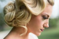 03 a gorgeous wavy vintage wedding updo is perfect for such a wedding