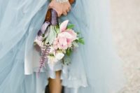 04 an ice blue wedding dress with a layered tulle skirt