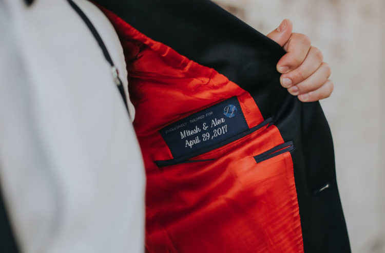 Look at this wedding date and names embroidered on the jacket - isn't that super cute