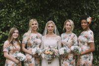 05 The bridesmaids were rocking floral print peachy dresses with short sleeves from ASOS