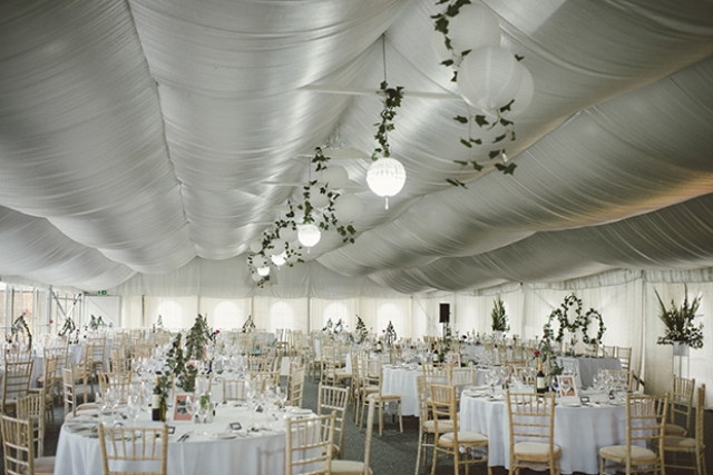 The decor was neutral, with white blooms and lots of greenery