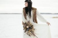 fur coverup for a bride