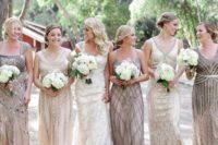 10 beaded mismatching art deco bridesmaids’ dresses look gorgeous and refined