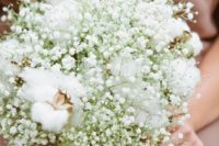 10 wedding bouquet of baby’s breath and cotton is great for a rustic wedding