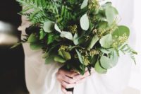 14 a lush and gorgeous fern and eucalyptus wedding bouquet for a modern winter bride