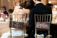 14 dark stained signs with calligraphy are great for accentuating your wedding chairs