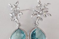 14 stunning ice blue wedding earrings with floral decor for an ice queen