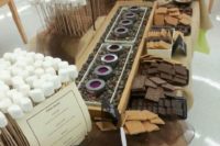 20 a chic s’mores bar with marshmallows, cookies and chocolate is a gorgeous idea for warming up