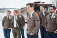 22 brown cable knit cardigans for the whole groom’s team