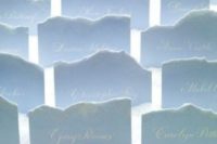 26 icy blue raw edge escort cards seems to be made of snow