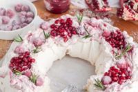 29 this holiday cranberry and pomegranate pavlova with marshmallowy inside topped with marbled mascarpone cream and berries is a festive paradise