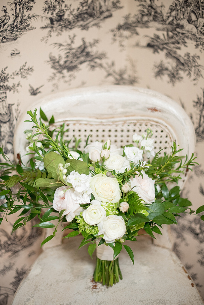 The bridal bouquet was done of blush and white blooms and lots of greenery
