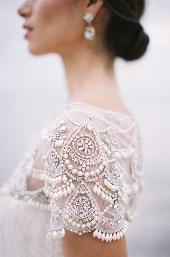 a beaded and pearled embroidered sleeve will make any dress more special