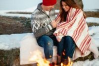 05 make a fire if possible and snuggle up around the fire to feel warm and feel the romance