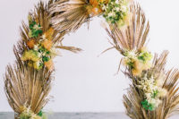 tropical inspired wedding arch