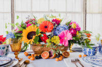 colorful centerpiece in a basket